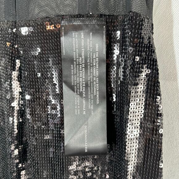 BCBGMAXAZRIA Strapless Sequined Formal Party Gown Size 12 Black - Picture 6 of 12